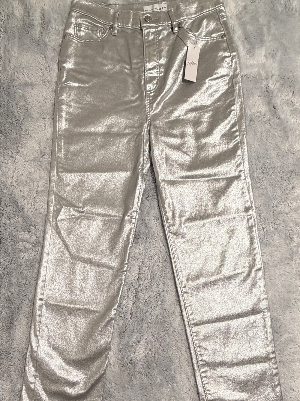 LOFT Silver Metallic Straight Jeans - Women’s 27/4